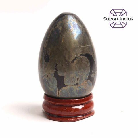 Prosperitate si Abundenta - Ou Pirita 50mm cu Suport – Atrage Prosperitatea si Protectia Energetica