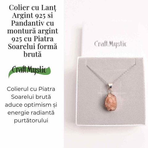 Colier Argint 925 cu Piatra Soarelui Brut - Energie Pozitiva [3]