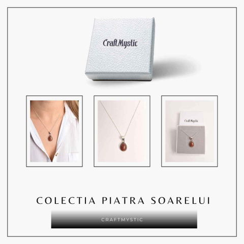 Colier cu Piatra Soarelui Strop de Ploaie, Argint 925, Energie Pozitiva [6]