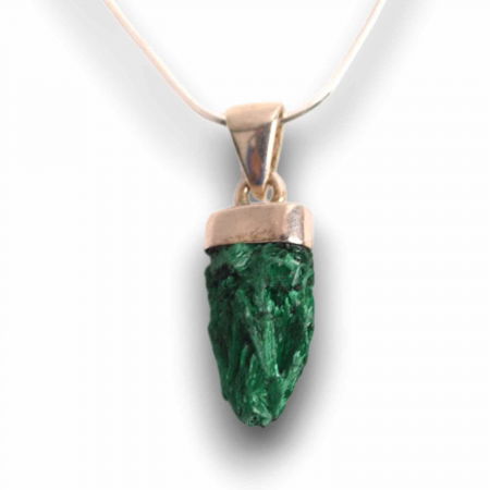 Creativitate si Inspiratie - Pandantiv Argint cu Malachit Brut - Energie si Echilibru, 20mm