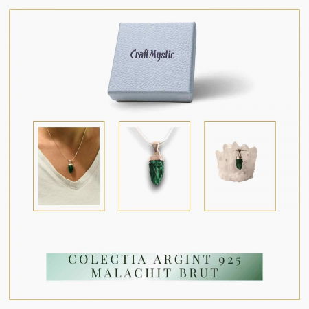 Pandantiv Argint cu Malachit Brut - Energie si Echilibru, 20mm [5]