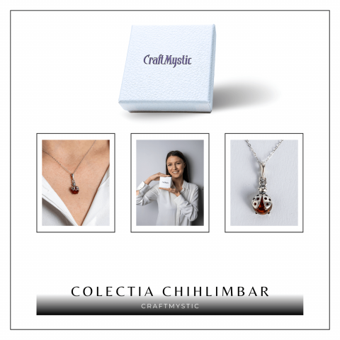 Colier Buburuza cu Chihlimbar si Lant Argint 925 [6]