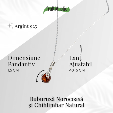 Colier Buburuza cu Chihlimbar si Lant Argint 925 [2]