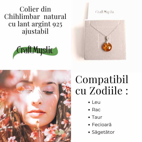 Colier argint 925 cu chihlimbar natural - design rotund elegant [3]