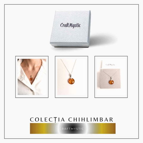 Colier argint 925 cu chihlimbar natural - design rotund elegant [6]