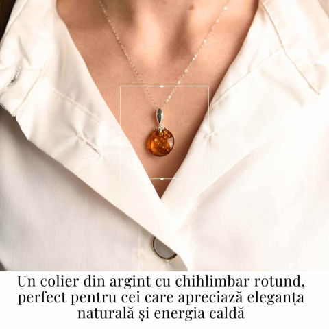 Colier argint 925 cu chihlimbar natural - design rotund elegant [1]