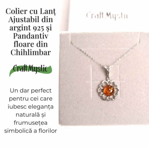 Colier argint 925 cu chihlimbar natural - frumusetea florii [2]
