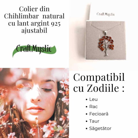Colier argint 925 cu chihlimbar natural - simbolul copacului vietii [2]