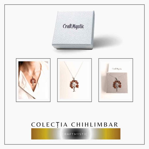Colier argint 925 cu chihlimbar natural - simbolul copacului vietii [6]