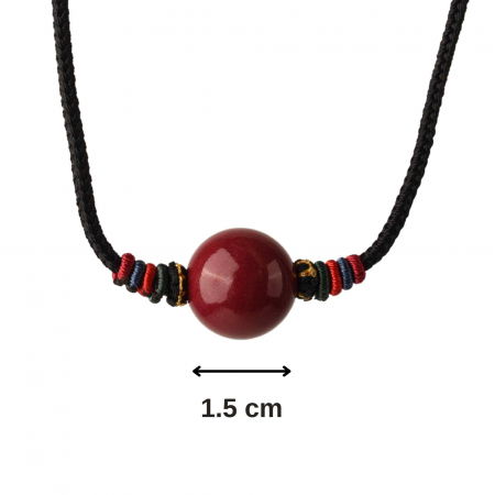 Colier cu pandantiv 16mm din cinabru natural -  Amuleta de vindecare spirituala impotriva chakrei rele, pandantiv reglabil [4]