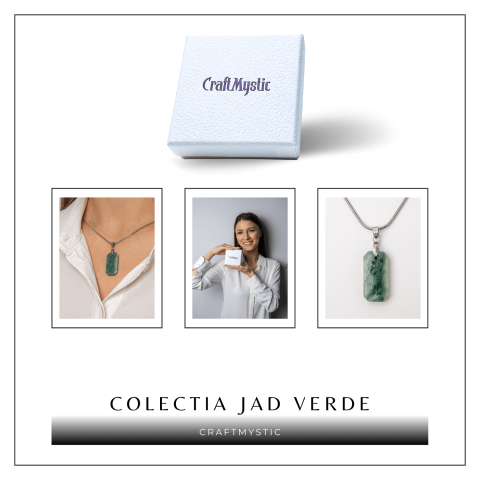 Colier cu Jad Verde Indonezian si Lant Titanium – Echilibru, Eleganta si Energie Pozitiva [7]