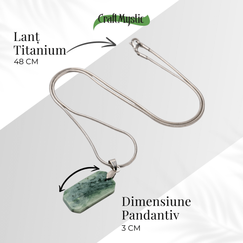 Colier cu Jad Verde Indonezian si Lant Titanium – Echilibru, Eleganta si Energie Pozitiva [4]