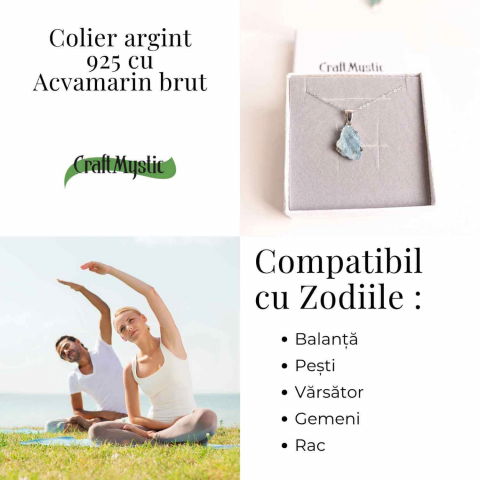 Colier Argint 925 cu Acvamarin Brut 2.95 gr– Liniste Interioara si Claritate [3]