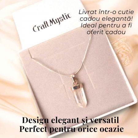 Colier argint 925 cu varf cuart lemurian natural, unic si energizant [6]
