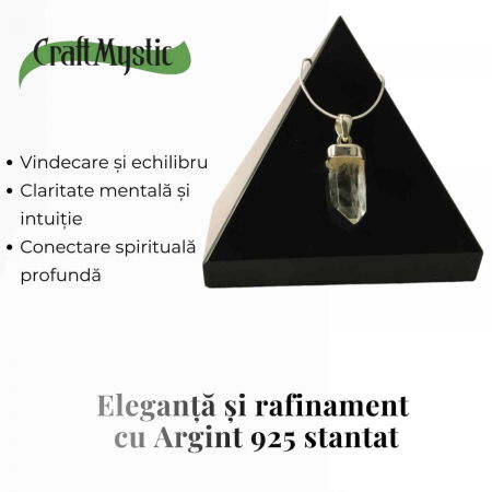 Colier argint 925 cu varf cuart lemurian natural, unic si energizant [2]