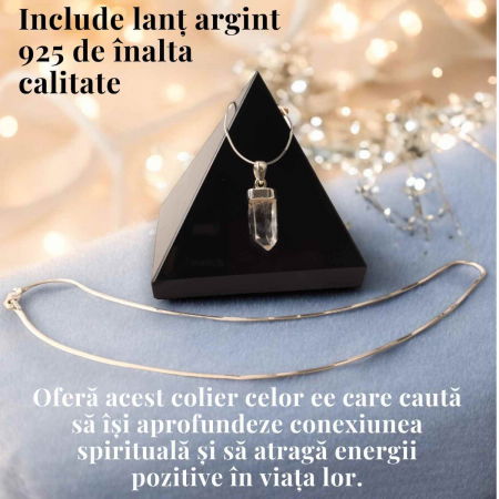 Colier argint 925 cu varf cuart lemurian natural, unic si energizant [5]