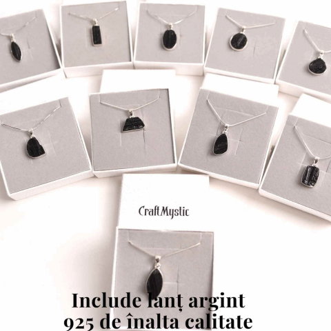 Colier din argint 925 cu turmalina neagra bruta – Protectie si echilibru [8]