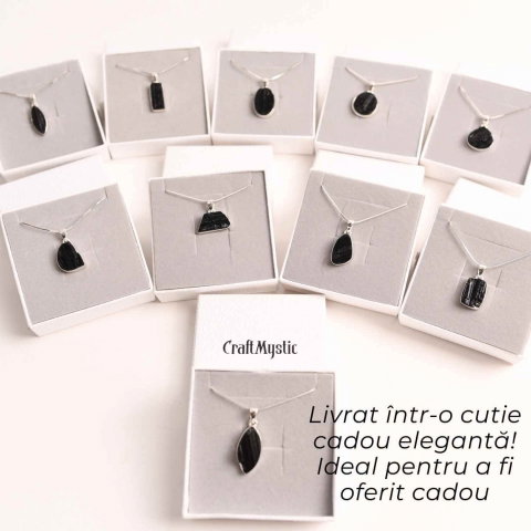 Colier din argint 925 cu turmalina neagra bruta – Protectie si echilibru [4]