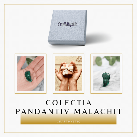 Pandantiv Unic 40-45 mm din Malachit Natural Forma Libera [9]