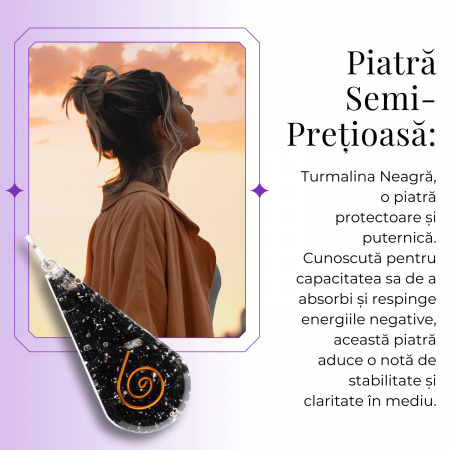  Pandantiv orgonic cu Turmalina Neagra in forma de Lacrima - Pentru purificare emotionala - Absorba Energie Negativa [5]