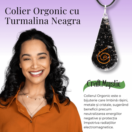  Pandantiv orgonic cu Turmalina Neagra in forma de Lacrima - Pentru purificare emotionala - Absorba Energie Negativa [4]