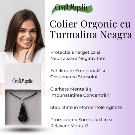  Pandantiv orgonic cu Turmalina Neagra in forma de Lacrima - Pentru purificare emotionala - Absorba Energie Negativa [3]