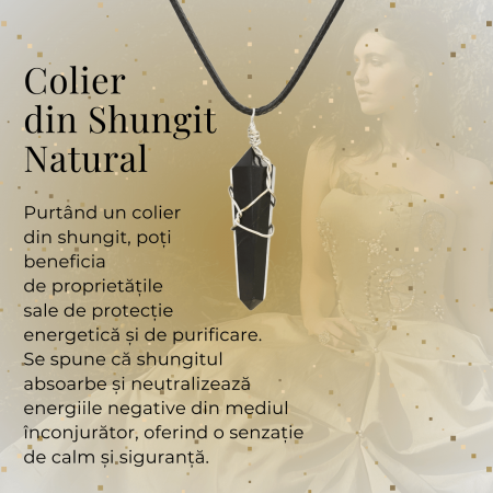 Colier Ajustabil cu Pandantiv Hexagonal din Shungit Natural, 35mm [3]