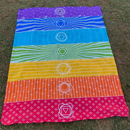 Covor de Yoga si Meditatie 180x130 cm cu Design Bohemian Mandala pentru 7 Chakre - Panza de Perete sau Decor de Interior/Exterior [2]