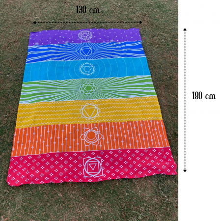 Covor de Yoga si Meditatie 180x130 cm cu Design Bohemian Mandala pentru 7 Chakre - Panza de Perete sau Decor de Interior/Exterior [1]