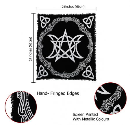 Seturi Spirituale - Panza sacra pentru altar magic - Design unic Pentagram Argintiu - Vrajitorie Tarot Wiccani Spiritualitate