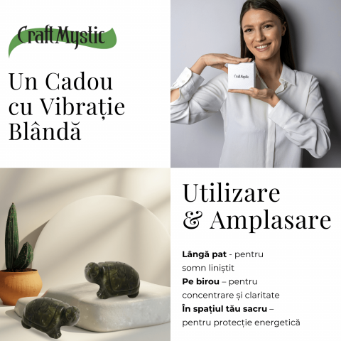 Paznica echilibrului – Testoasa din Jad Serpentin pentru Vitalitate si Liniste Interioara 8 cm lungime [3]