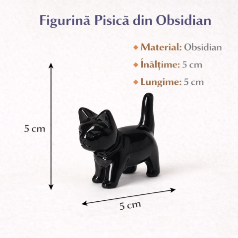 Figurina Pisica din Obsidian Negru – Protectie, Intuitie si Eleganta Mystica [4]