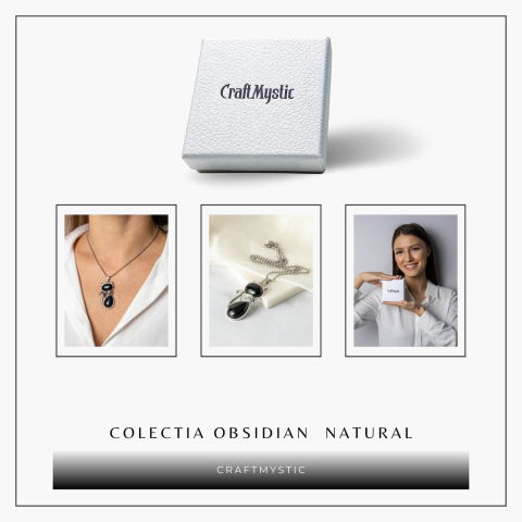 Protectie si Echilibru – Colier Pisica din Otel Inoxidabil cu Obsidian [7]