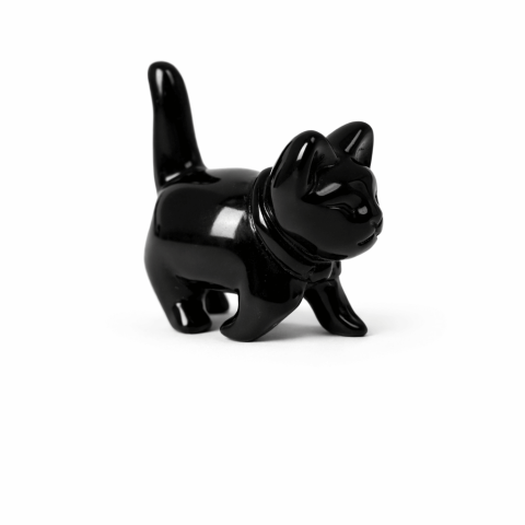 Figurina Pisica din Obsidian Negru – Protectie, Intuitie si Eleganta Mystica [9]