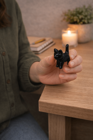 Figurina Pisica din Obsidian Negru – Protectie, Intuitie si Eleganta Mystica [1]