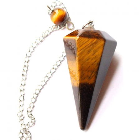 Pendul cu varf hexagonal din piatra naturala semipretioasa ochi de tigru [1]