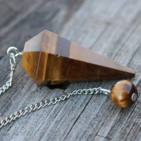 Pendul cu varf hexagonal din piatra naturala semipretioasa ochi de tigru [4]