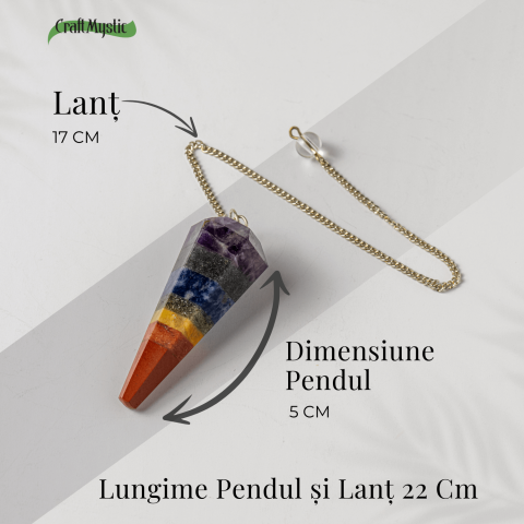 Pendul de Radiestezie cu Pietre 7 Chakre – Echilibru Energetic si Claritate [2]