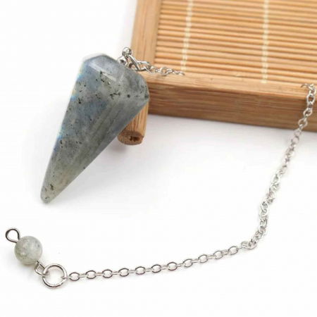 Pendul din Labradorit Natural cu Punct Hexagonal Instrument Precis pentru Reiki si Chakra [4]
