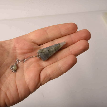 Pendul din Labradorit Natural cu Punct Hexagonal Instrument Precis pentru Reiki si Chakra [1]