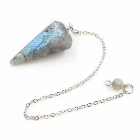 Pendul din Labradorit Natural cu Punct Hexagonal Instrument Precis pentru Reiki si Chakra