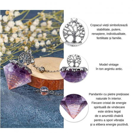 Pendul orgonic cu cristale vindecatoare 7 chakra pentru meditatie si energie pozitiva [3]
