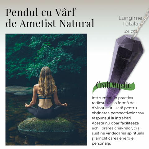 Pendul Radiestezie Ametist cu 7 Margele Chakre pentru Vindecare [4]