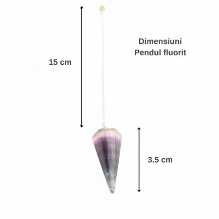 Pendul radiestezie Fluorit violet si saculet satin de catifea- Pentru meditatie, divinatie [1]