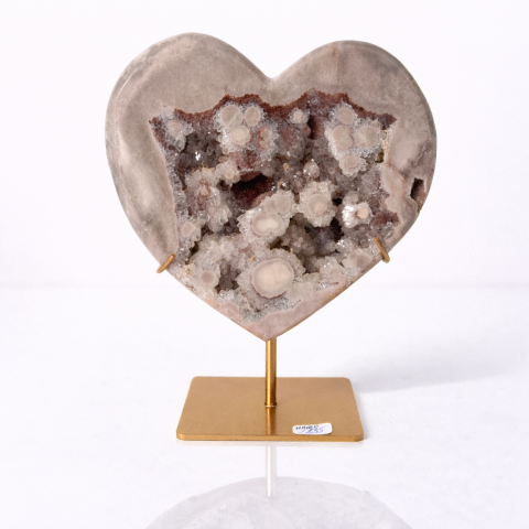 Inima din Agat Pink Ametist cu Geoda naturala – piesa unicat sculptata manual Brazilia 1.535 kg