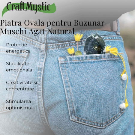 Piatra de Buzunar din Agat Muschi Natural - Promoveaza Echilibrul și Vindecarea Emoționala [2]