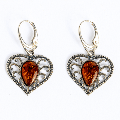 Bijuterie cu suflet – Cercei cu chihlimbar in montura romantica argint 925 [7]