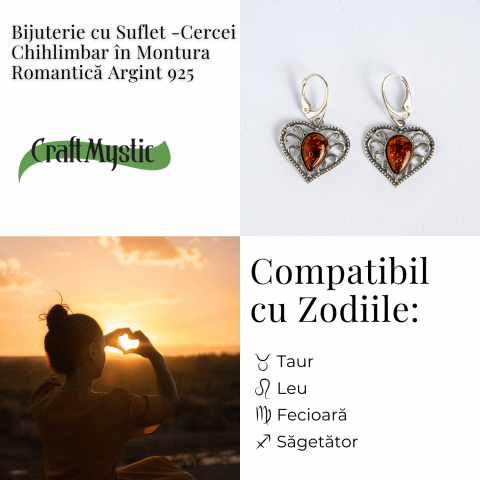 Bijuterie cu suflet – Cercei cu chihlimbar in montura romantica argint 925 [5]