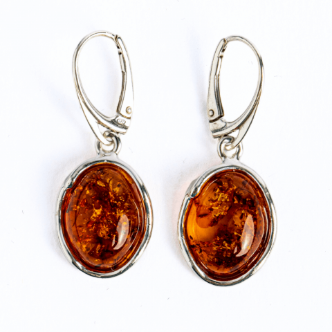 Rac - Piatra soarelui la urechea ta – Bijuterie Cercei cu vibe cald si elegant din chihlimbar si argint 925