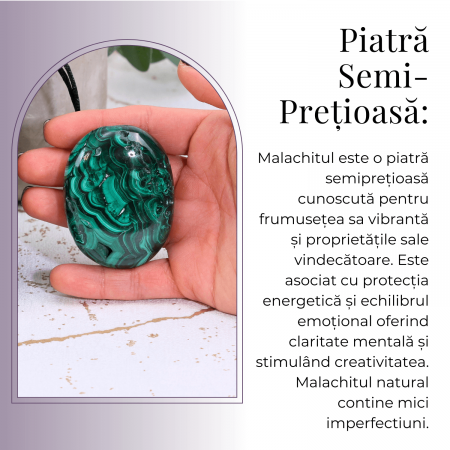 Piatra de Mana Malachit Natural Palmstone - Vindecare si Transformare [6]